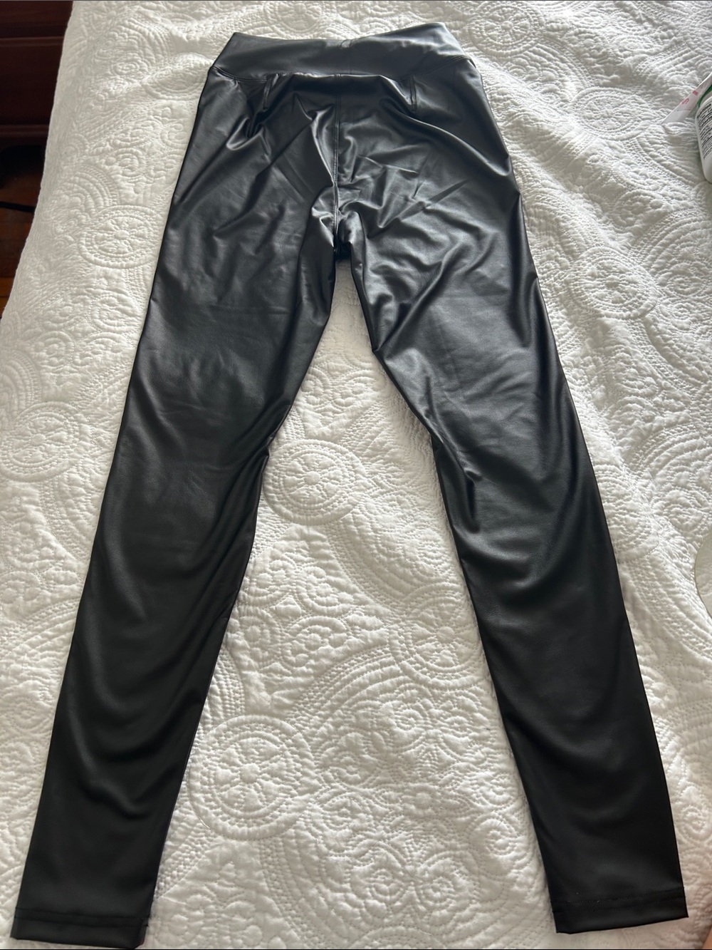 aerie Black Faux Leather High-Waist Leggings - Picture 9 of 9